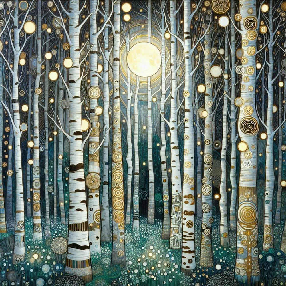 Moonlight In The Birch Forest