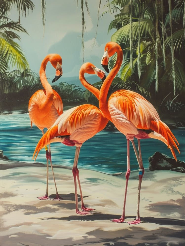 Greater Flamingo Galapagos Islands Ecuador Tropical Illustration 1