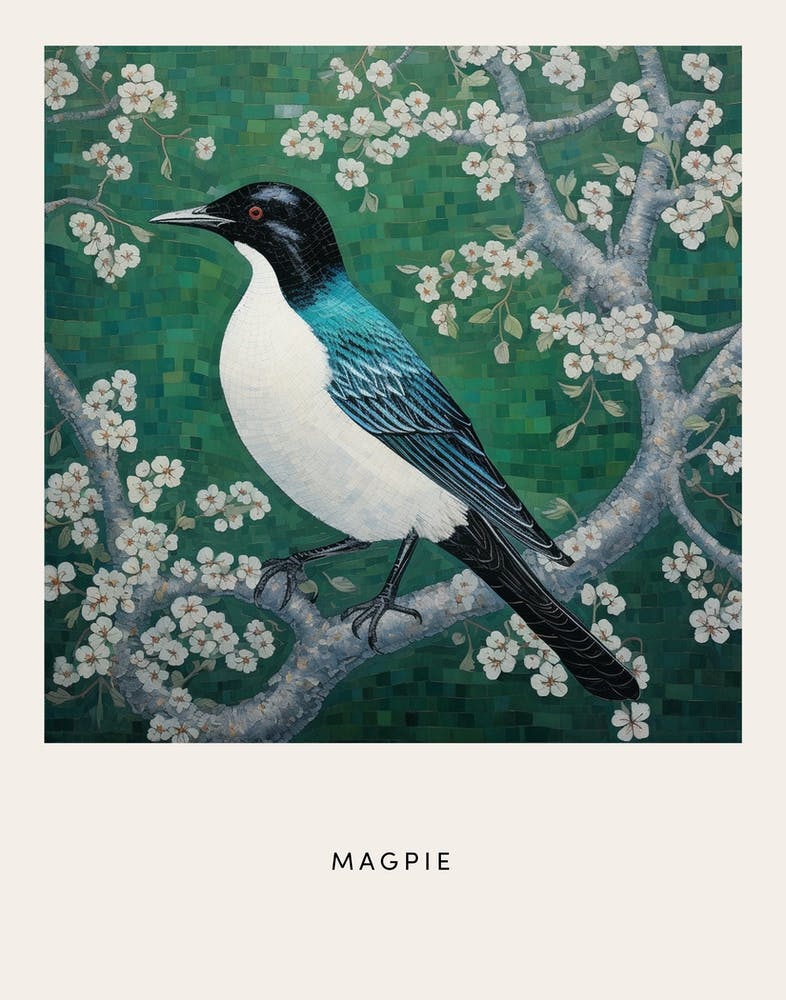 Ohara Koson Inspired Bird Painting Magpie 6 Poster