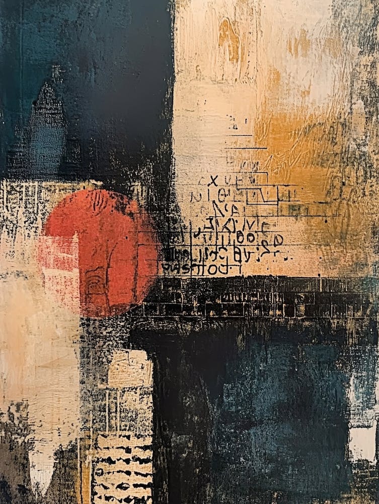 Abstract Painting With Text And Texture