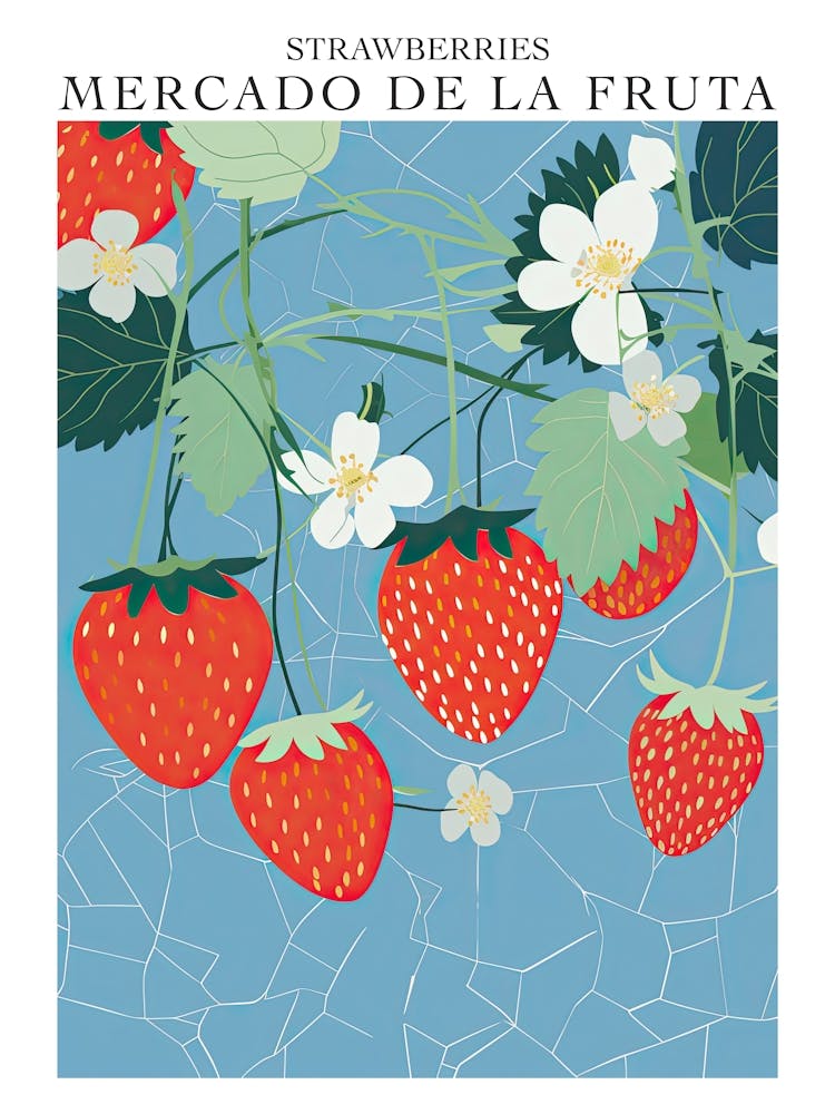 Mercado De La Fruta Strawberries Illustration 6 Poster