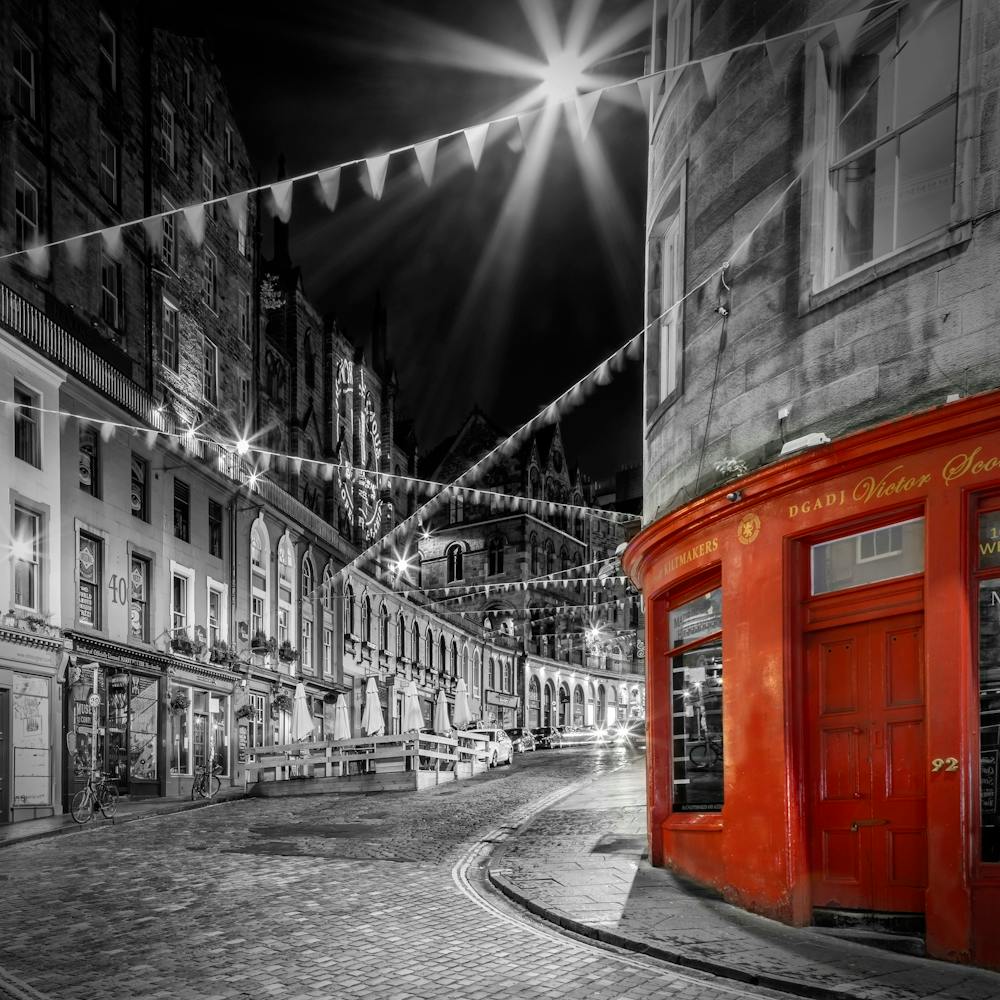 Charming Colorkey Evening Impression At West Bow Edinburgh