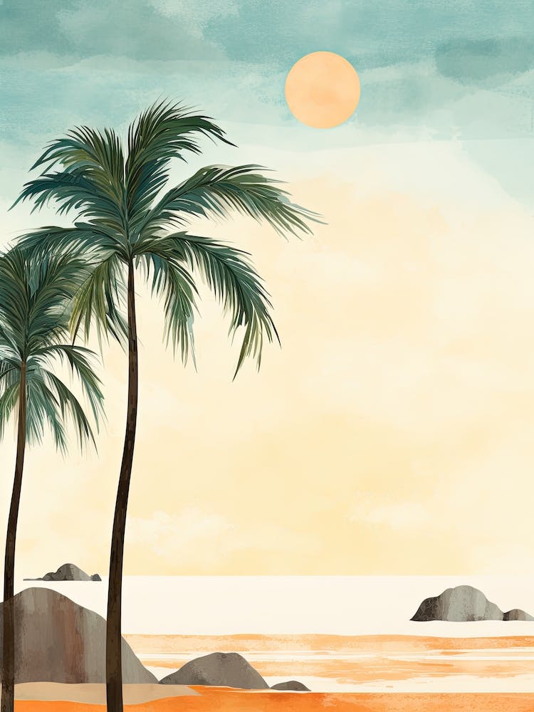 Watercolour Of Ipanema Beach   Rio De Janeiro Brazil 1