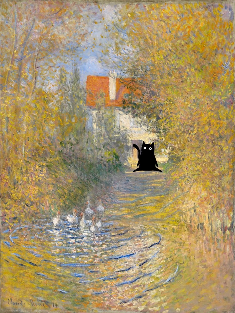 Cats In Famous Gardens Claude Monet The Geese