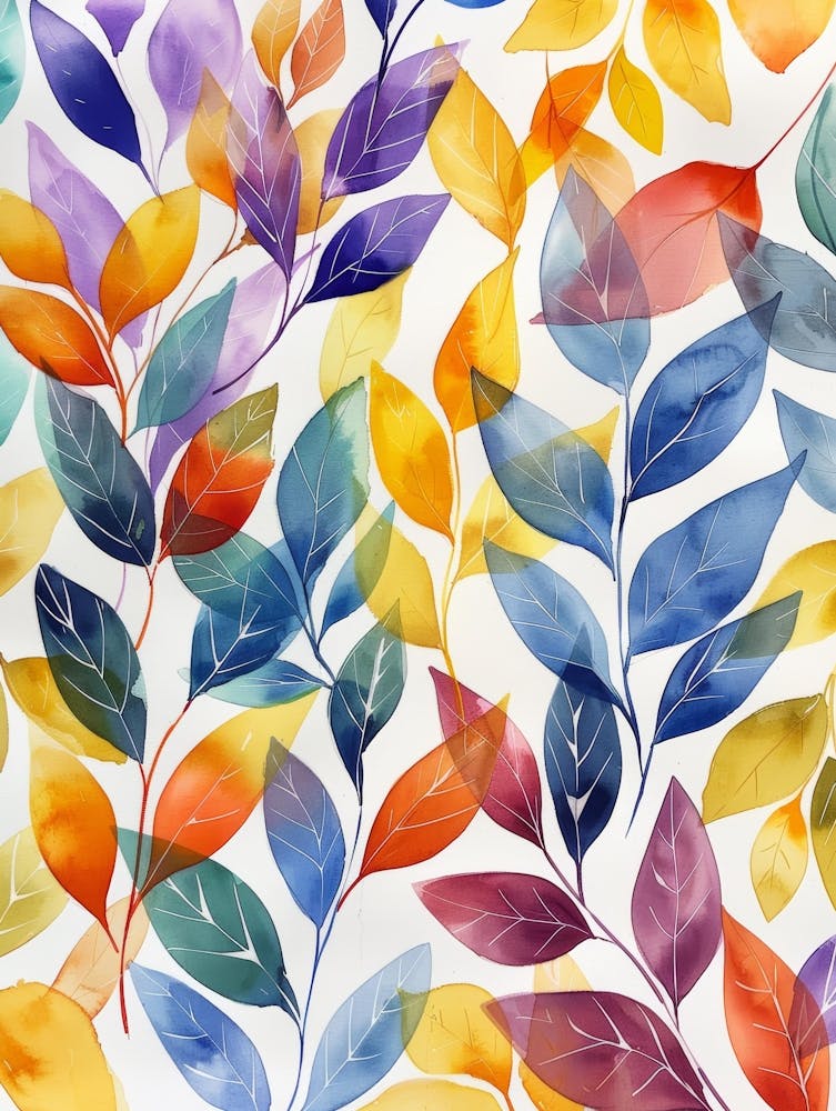 Watercolor Leaves Seamless Pattern 2
