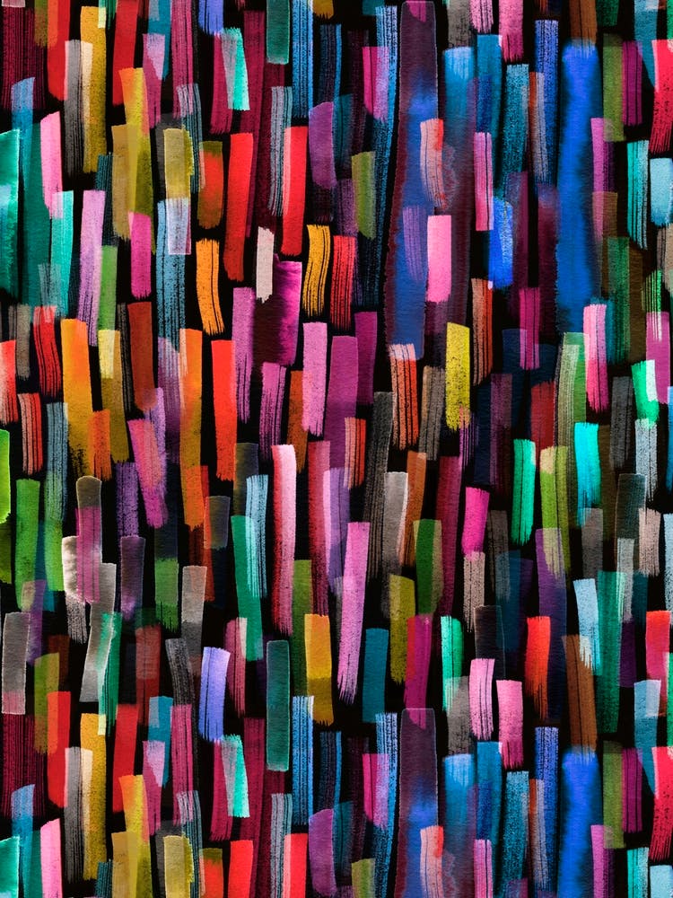 Colorful Brushstrokes Black