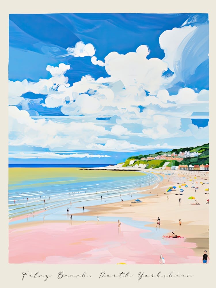 Poster Of Filey Beach, North Yorkshire, Matisse And Rousseau Style 2