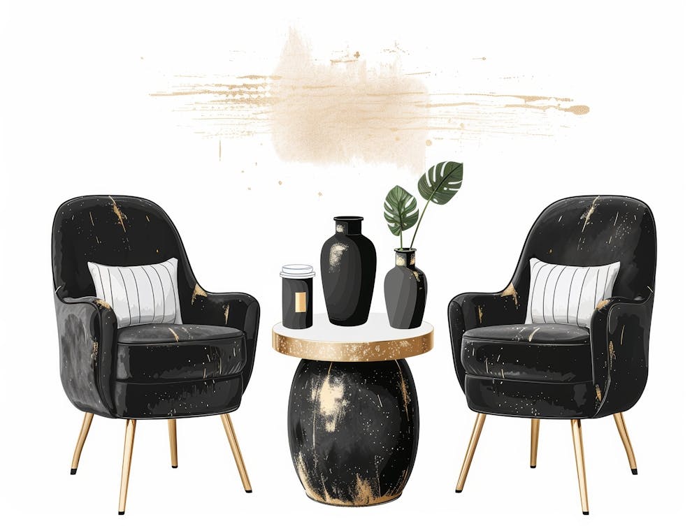 Black And Gold Living Room Set