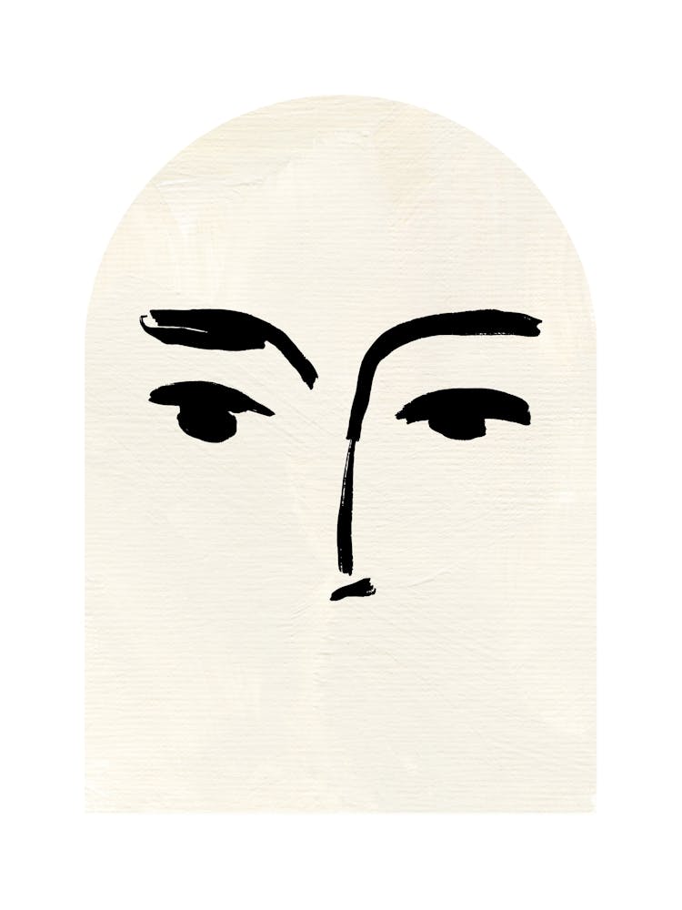 Neutral Boho Abstract Face Line Drawing