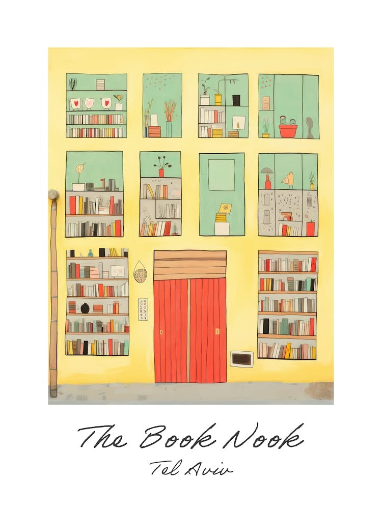 Tel Aviv The Book Nook Pastel Colours 1 Poster