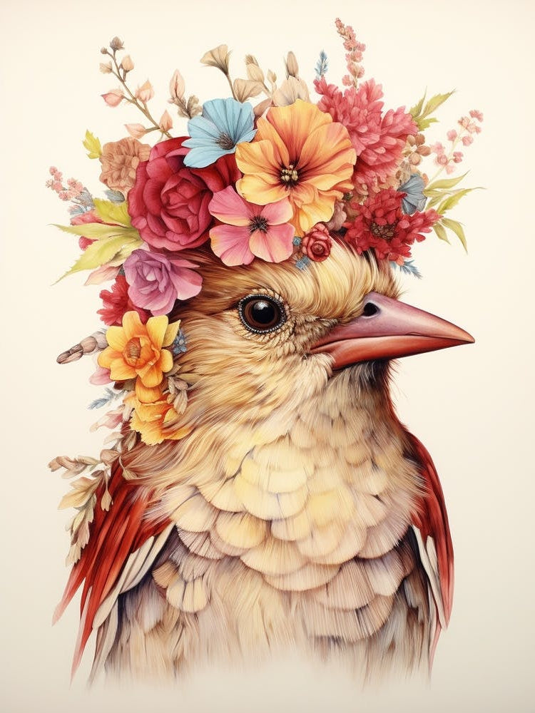 Bird With A Flower Crown Sparrow 3