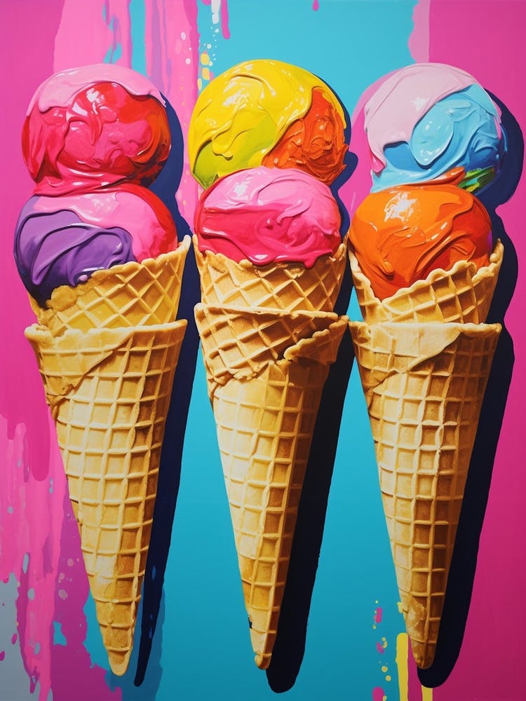 Pop Art Colourful Ice Cream Cone 3