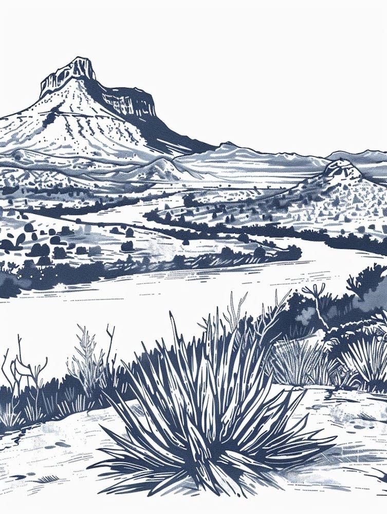 Duotone Illustration Mount Bonnell Austin Texas 4