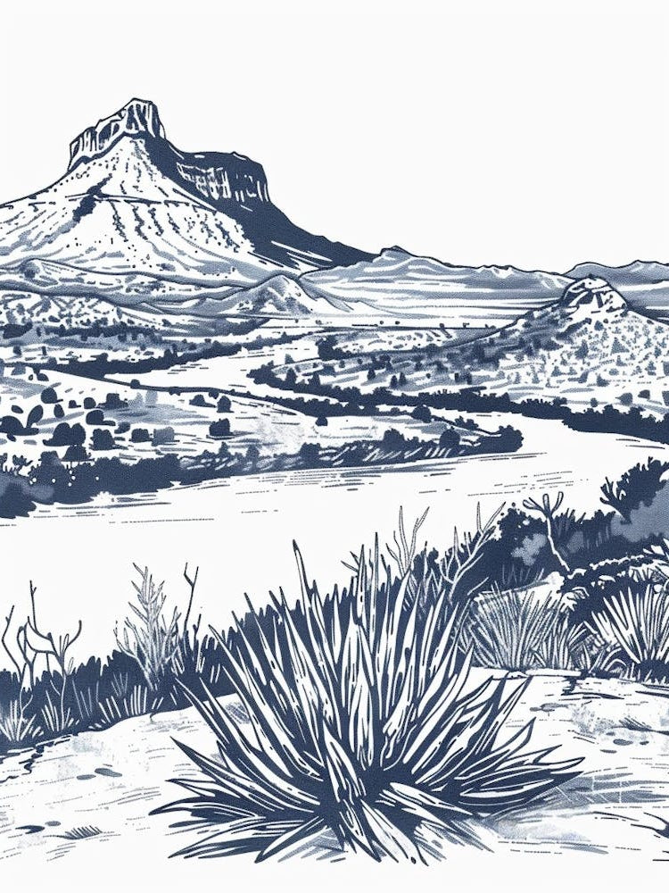 Duotone Illustration Mount Bonnell Austin Texas 4