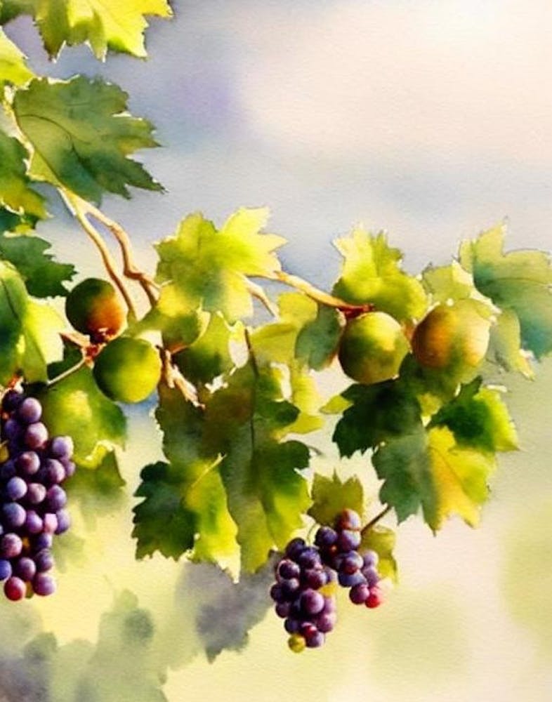 Raisins Aquarelle Italienne fruit