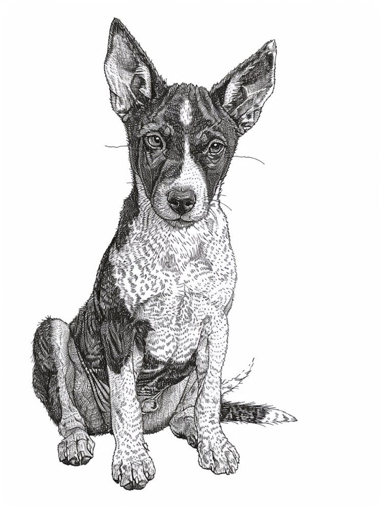 Basenji Dog Line Sketch 2
