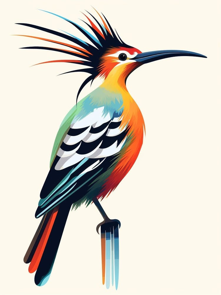 Colourful Geometric Bird Hoopoe 3