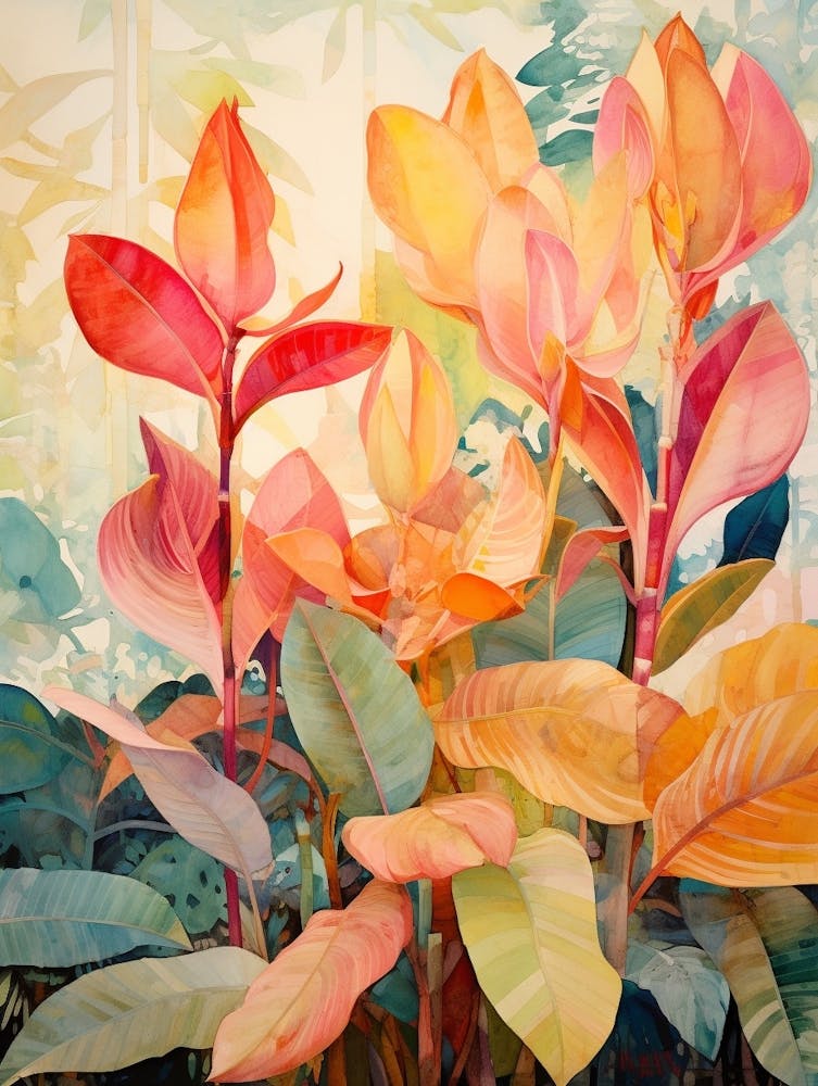 Tropical Plant Painting Rubber Plant 1