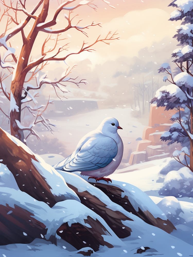 Pigeon Dans La Neige 2