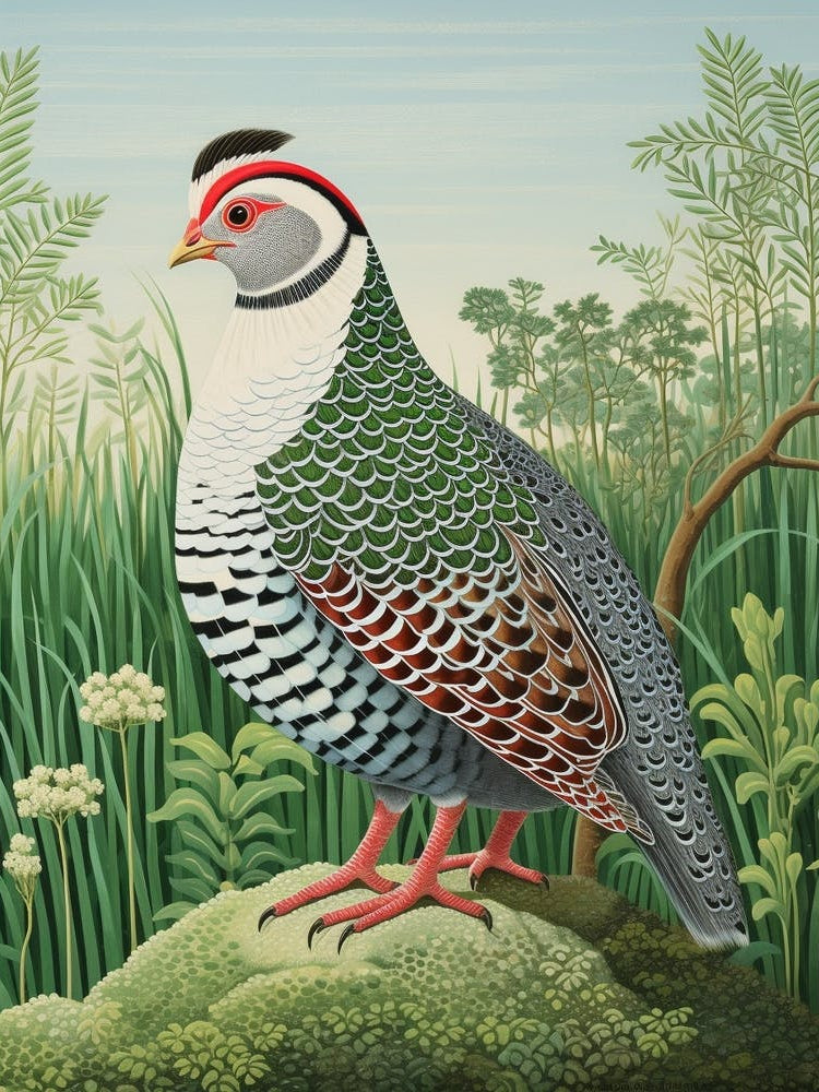 Ohara Koson Inspired Bird Painting Partridge 3