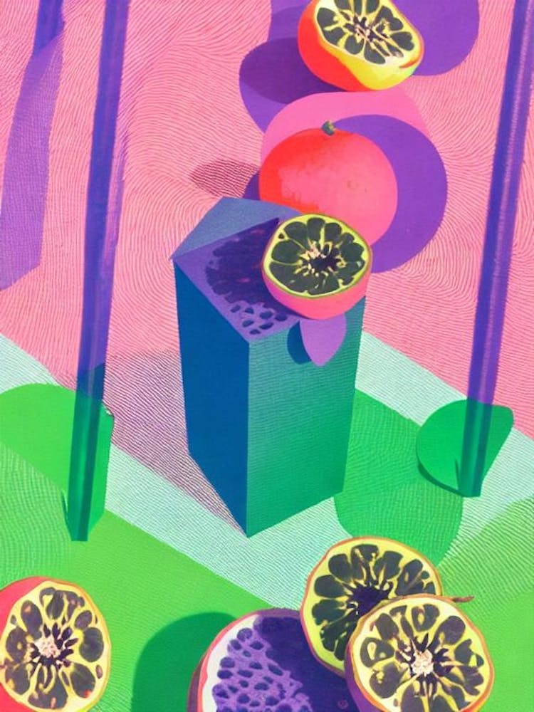 Passionfruit 1 Risograph Retro Poster Fruit