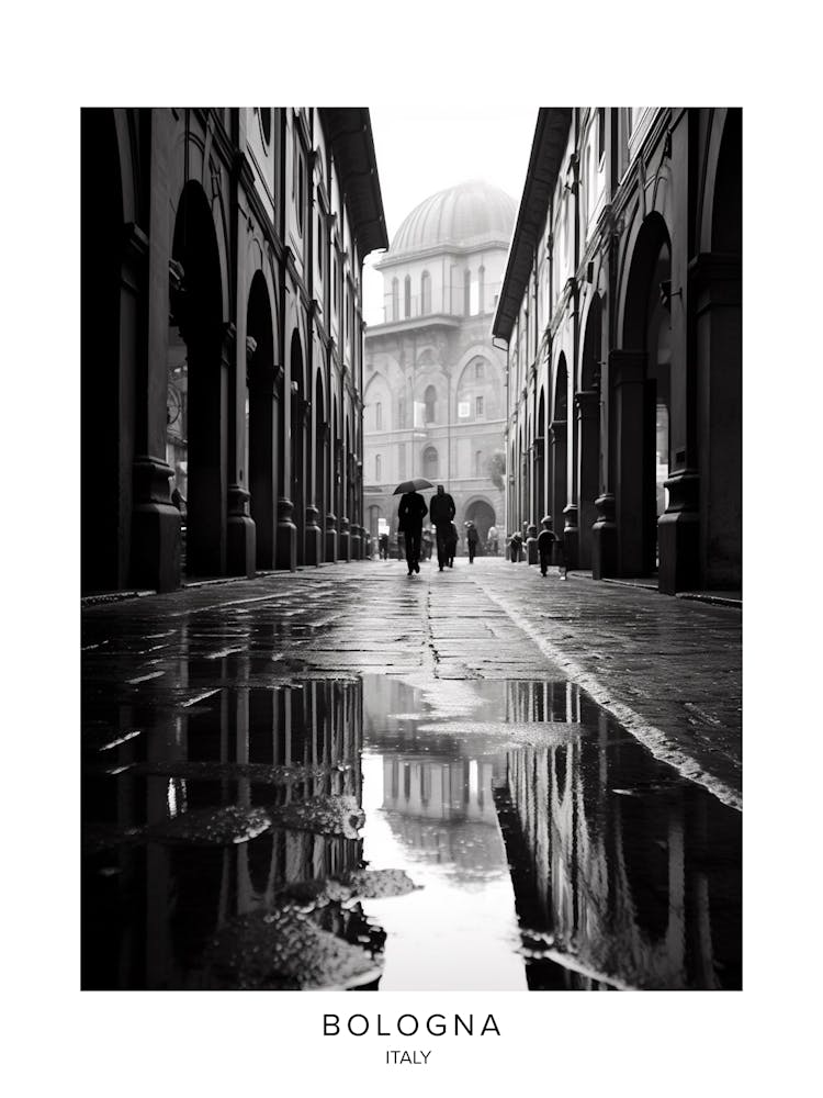 Plakat von Bologna, Italien, Schwarz-Weiß-Analogfotografie 2
