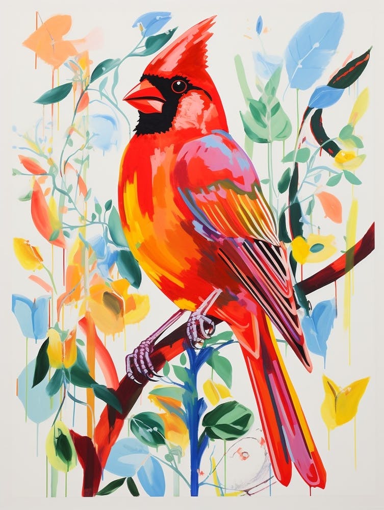 Colourful Bird Painting Cardinal 4