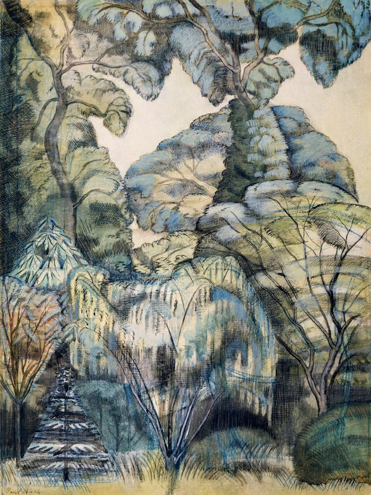 Trees In Bird Garden, Iver Heath (1913), Paul Nash