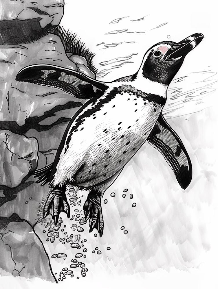 African Penguin Diving Into The Water 3