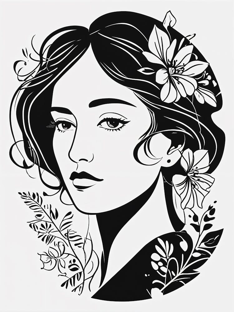 Portrait Of A Woman With Flowers no2