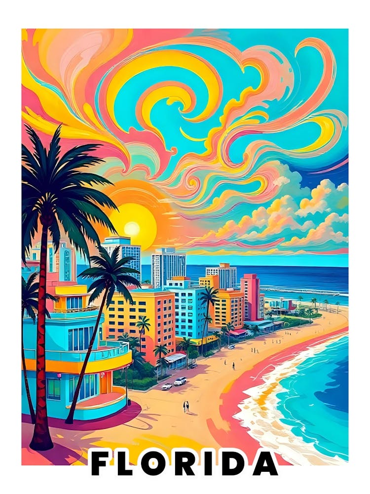 Florida Vibrant Vintage Travel Poster 5