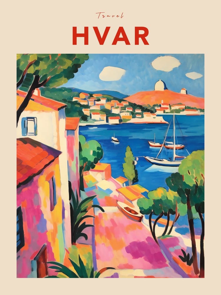 Hvar Croatia Fauvistisches Reiseplakat