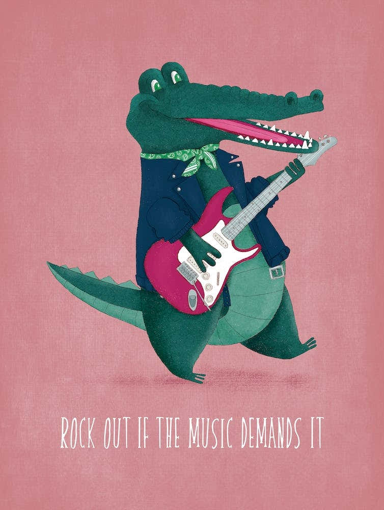 Rock Out Crocodile Electric Guitarist Band Dancing