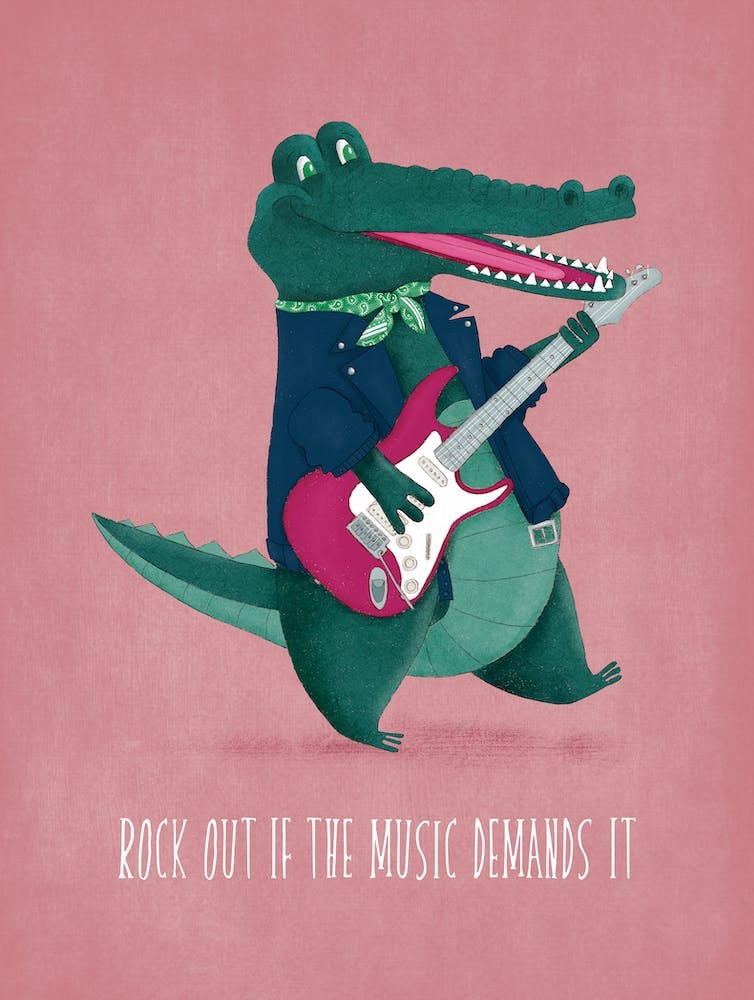 Rock Out Crocodile Electric Guitarist Band Dancing