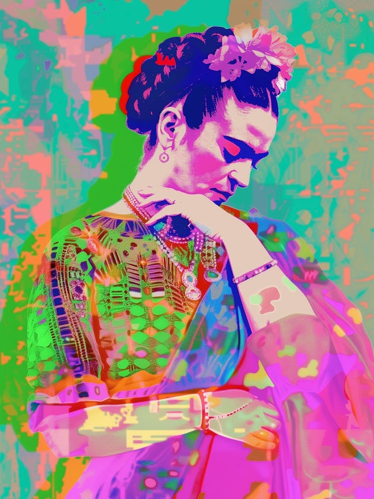 Frida Kahlo, Neon Pop Art Druck 1