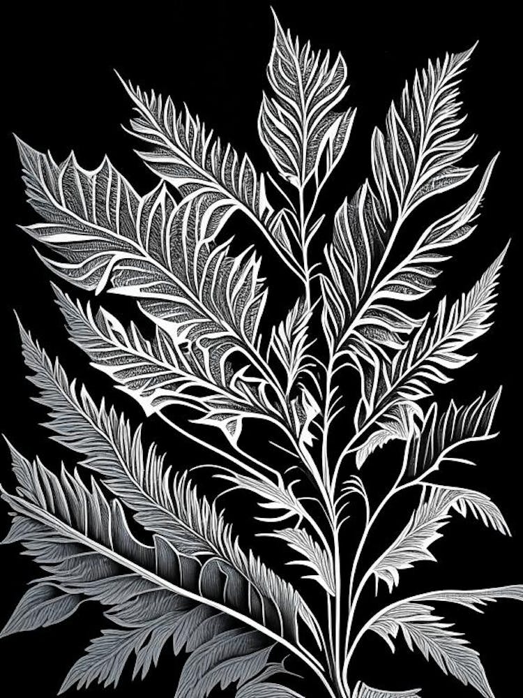 Madder Leaf Linocut 3