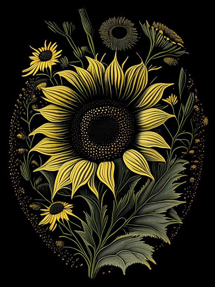 Black Eyed Susan Wildflower Vintage Botanical 1