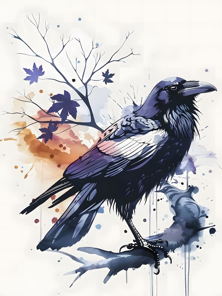 Watercolor Crow
