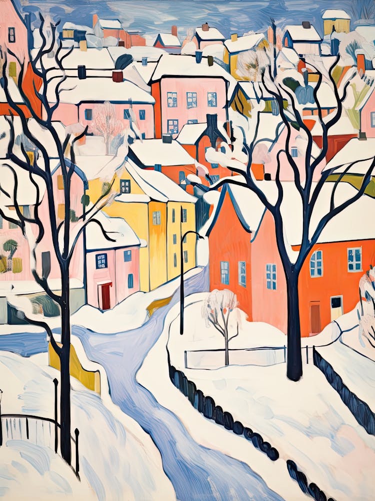 Hiver Enneigé Oslo Norvège, Illustration de Neige 1