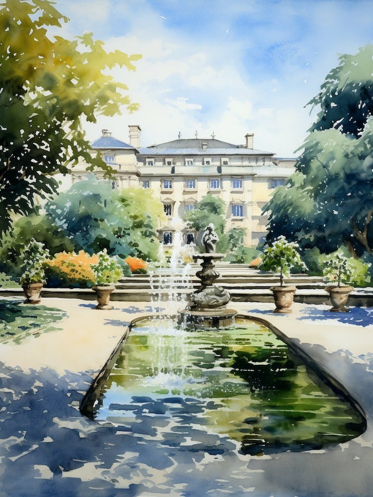Mirabell Palace Gardens Austria Watercolour 1 