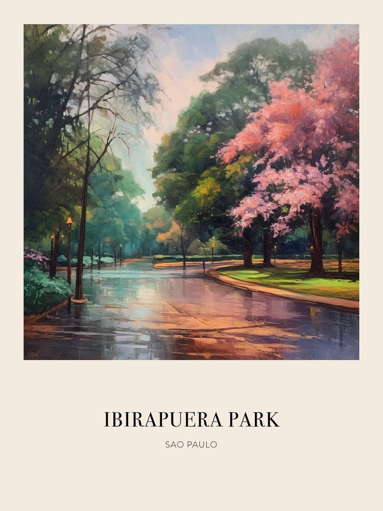 Ibirapuera Park Sao Paulo 6 Vintage Cezanne Inspired Poster