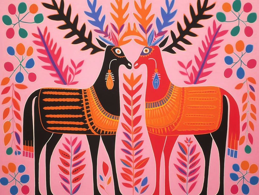 Elch 1 Tierillustration im Folk-Stil