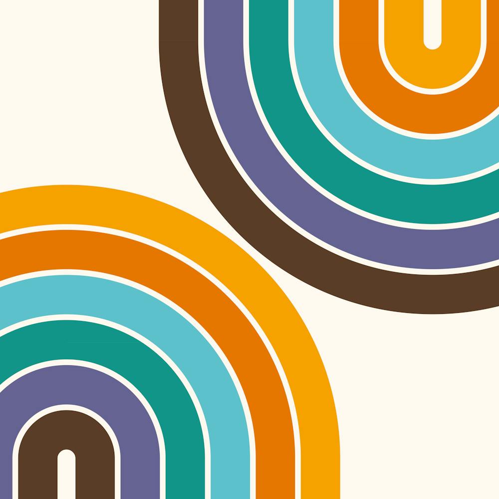 Midcentury Modern Geometric Rainbow C15 In Retro Gold Teal Brown Purple 02