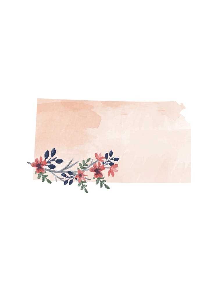 Kansas Watercolor Floral State
