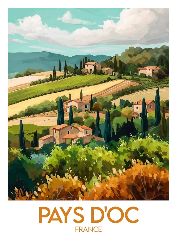 Affiche de voyage Pays D Oc