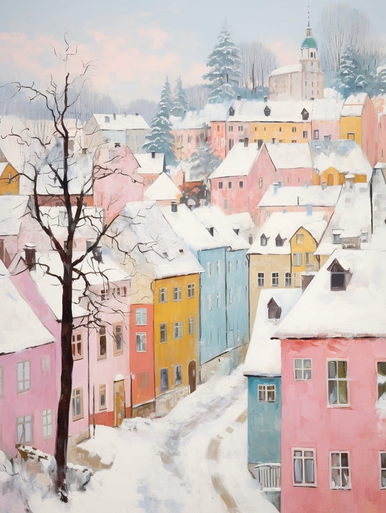 Dreamy Winter Painting Vilnius Lithuania 3