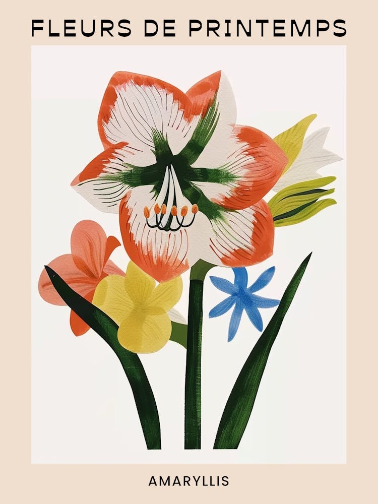Spring Floral French Poster  Amaryllis 6
