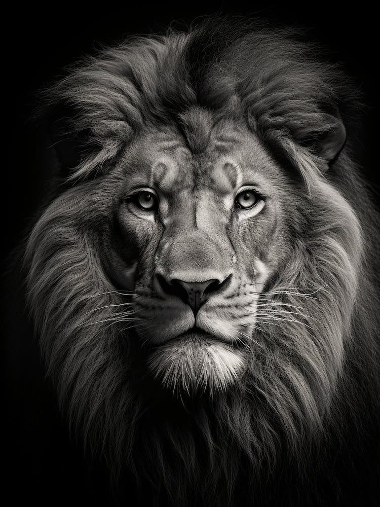 Black And White Photograph Of A Lion