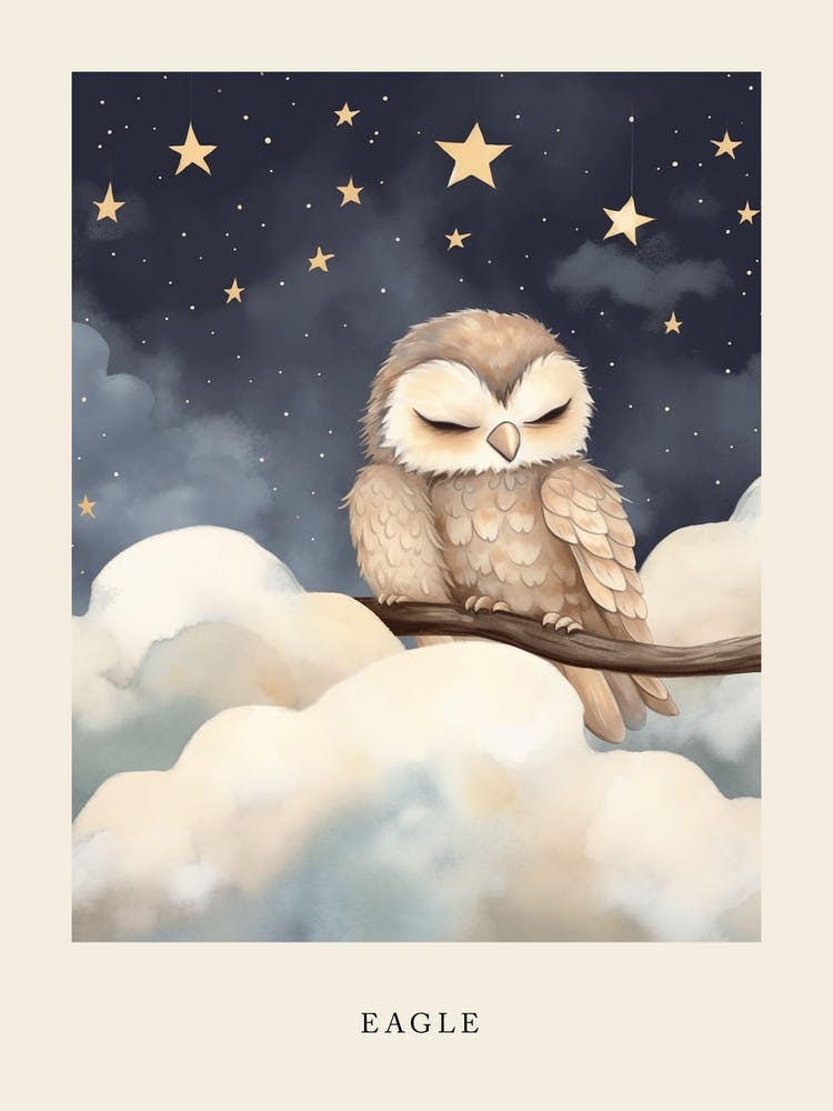 Sleeping Baby Eagle 1 Nursery Poster