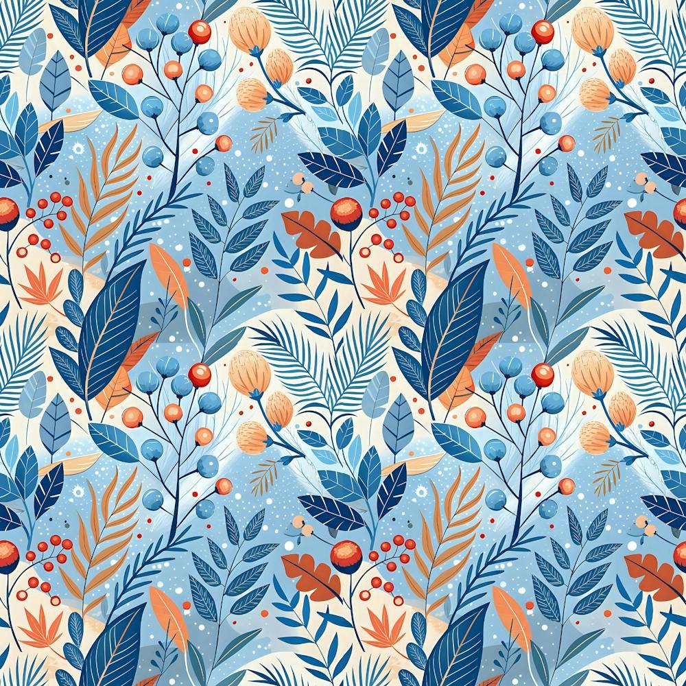 Berries Foliage Seasons Branches Seamless Background Nature